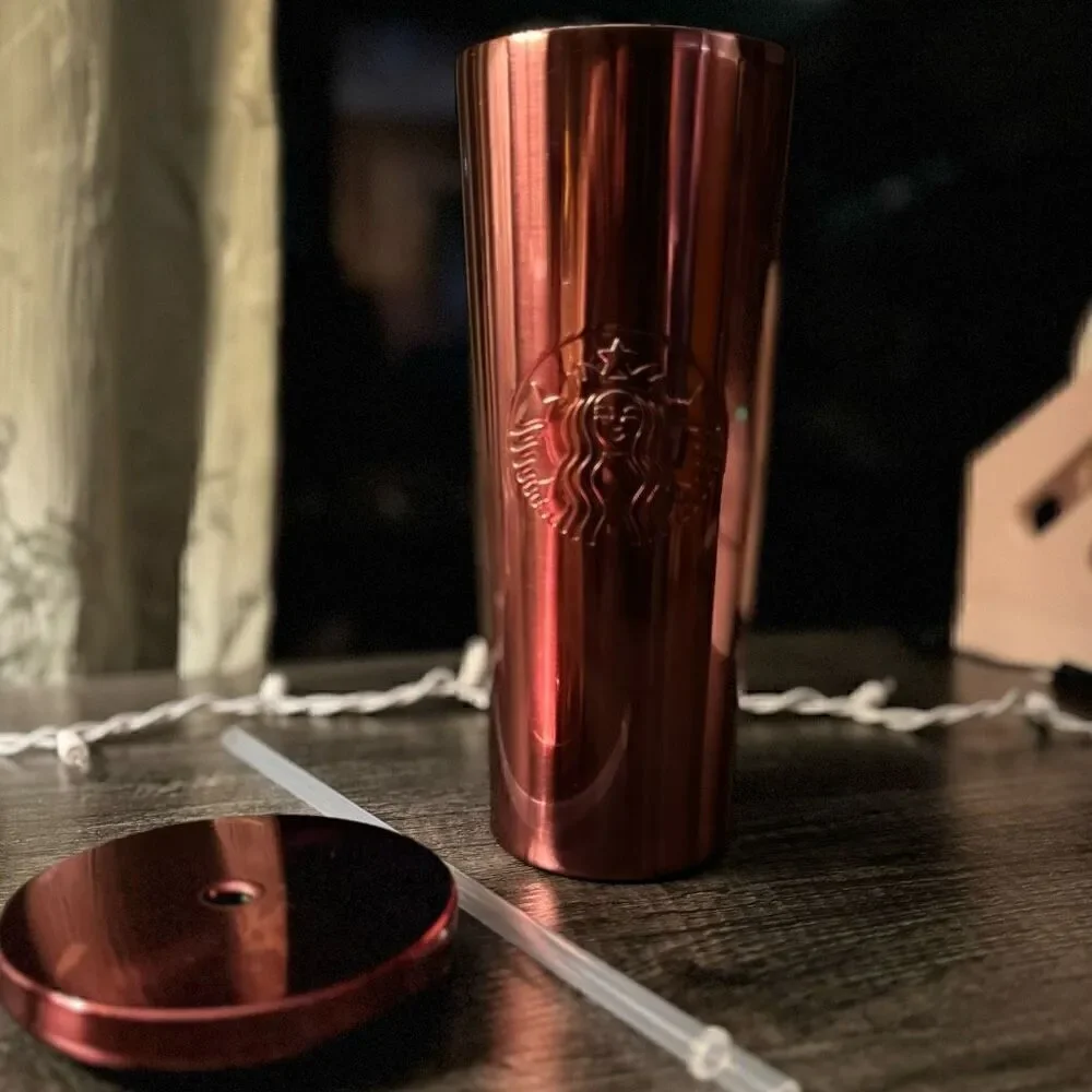 STARBUCKS rare rose gold stainless steel 24oz tumbler